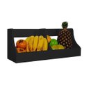 Ver imagem 2 de Fruteira Suspensa de Parede Prateleira Porta Legumes Cozinha em Madeira Preto Laca