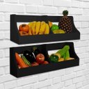Ver mais imagens de Fruteira Suspensa de Parede Prateleira Porta Legumes Cozinha em Madeira Preto Laca