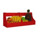 Ver imagem 2 de Fruteira Suspensa de Parede Prateleira Porta Legumes Cozinha em Madeira Vermelho Laca
