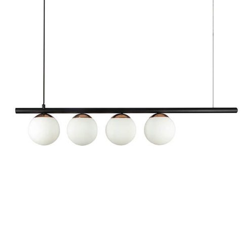 Lustre Pendente Figo com 4 Globos Esfera de Vidro - Preto/Cobre - 4-2620-3-10