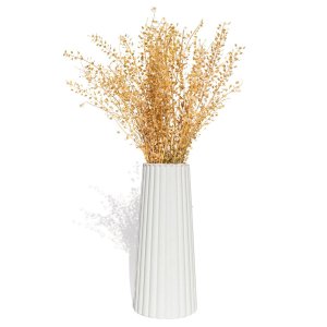 Vaso Solitário Listras 17,5x7,5cm Artesanal em Cimento - Branco