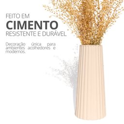 Vaso Solitário Listras 17,5x7,5cm Artesanal em Cimento - Branco - 3