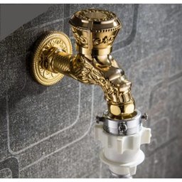 Torneira Esculpida Jardim Cozinha Dourada - 3