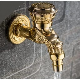 Torneira Esculpida Jardim Cozinha Dourada - 5