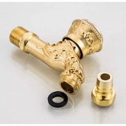 Torneira Esculpida Jardim Cozinha Dourada - 6