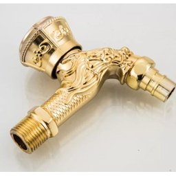 Torneira Esculpida Jardim Cozinha Dourada - 1