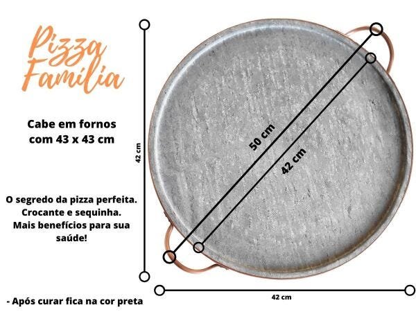 Forma de Pedra Sabão para pizza 42 cm alças de cobre - 5