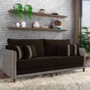 Ver imagem 1 de Sofá Montecarlo 2 Lugares 172cm Veludo/pu Marrom/cinza