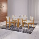 Ver imagem 1 de Conjunto Sala de Jantar Mesa Grécia 4 Cadeiras Jade Marrom/Cinamomo/Creme/Off White