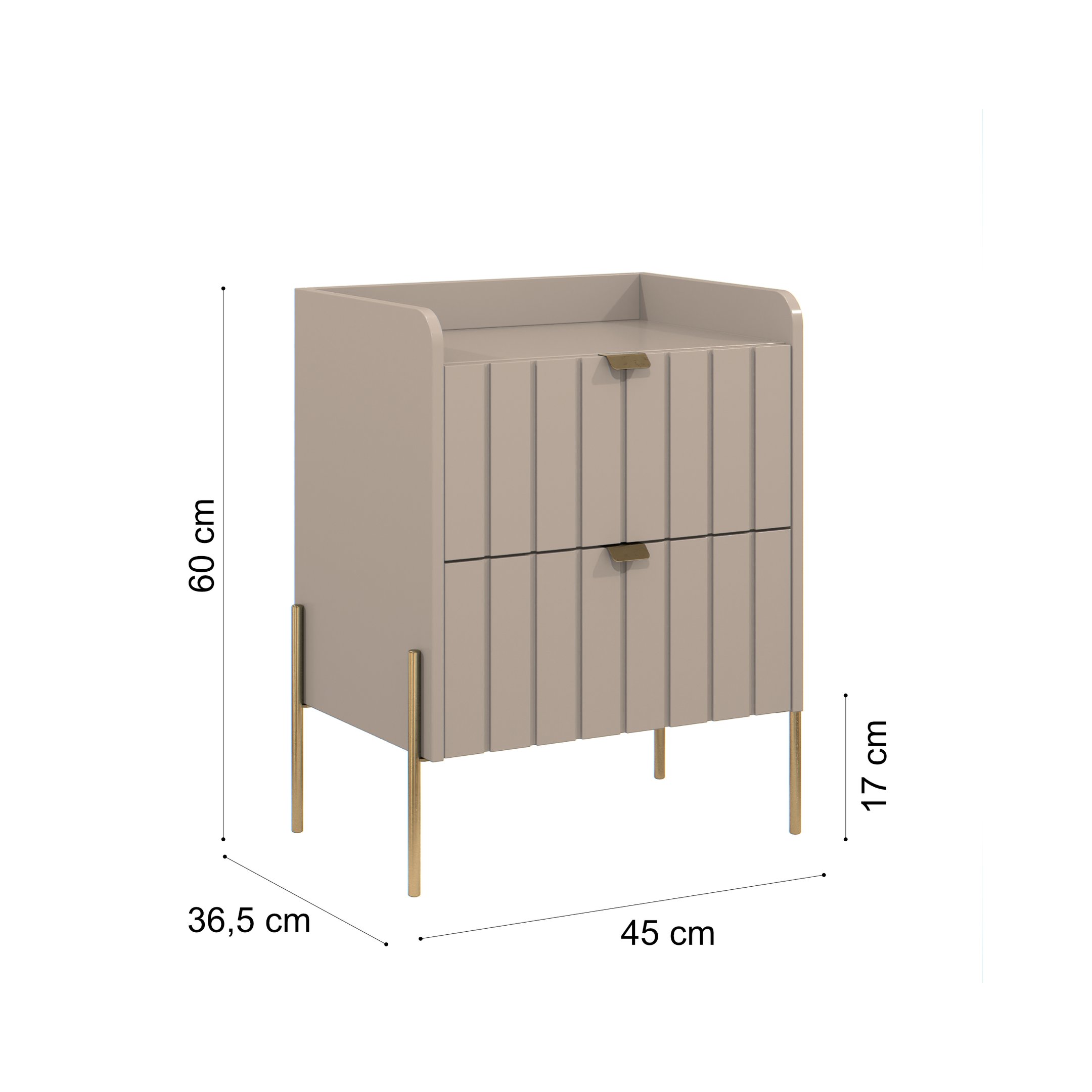 Mesa de Cabeceira Moderna Pequena com Gavetas Madeira Mdf Moriah 45cm Conect com Pés e Puxadores Aço - 7