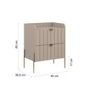Ver imagem 5 de Mesa de Cabeceira Moderna Pequena com Gavetas Madeira MDF Moriah 45cm Marrom com Pés e Puxadores Aço
