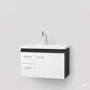 Ver imagem 2 de Gabinete de Banheiro Armário com Gavetas Toucador Prisma Fimap Grafite Branco