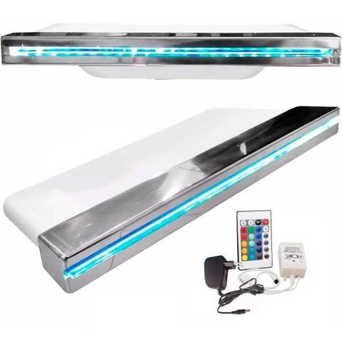 Cascata Para Piscina 60cm De Embutir Bico Inox Com Led Rgb