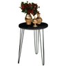 Mesa de Apoio e Lateral Canto Redonda MDF 45cm Pé de Ferro Metal Hairpin:Tampo Preto Pé Preto - 1