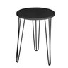Mesa de Apoio e Lateral Canto Redonda MDF 45cm Pé de Ferro Metal Hairpin:Tampo Preto Pé Preto - 2