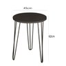Mesa de Apoio e Lateral Canto Redonda MDF 45cm Pé de Ferro Metal Hairpin:Tampo Preto Pé Preto - 3