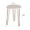 Mesa de Apoio e Lateral Canto Redonda MDF 45cm Pé de Ferro Metal Hairpin:Tampo Branco Pé Rosê-Cobre - 3