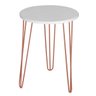 Mesa de Apoio e Lateral Canto Redonda MDF 45cm Pé de Ferro Metal Hairpin:Tampo Branco Pé Rosê-Cobre - 2