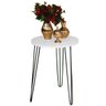 Mesa de Apoio e Lateral Canto Redonda MDF 45cm Pé de Ferro Metal Hairpin:Tampo Branco Pé Preto - 1