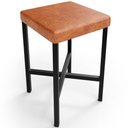 Ver imagem 2 de Banqueta Baixa Bar Cozinha Sala de Jantar Preto Stella L02 Couríssimo Camel - Lyam Decor