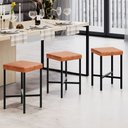 Ver imagem 1 de Banqueta Baixa Bar Cozinha Sala de Jantar Preto Stella L02 Couríssimo Camel - Lyam Decor