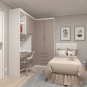 Ver imagem 1 de Guarda Roupa Modulado Solteiro de Canto com Escrivaninha Alpes Luciane M04 - Cinammon