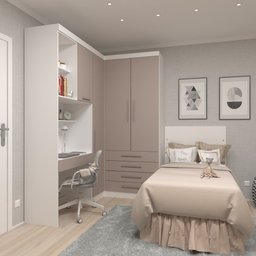 Guarda Roupa Dormitório Modulado Alpes Solteiro Canto c/ Bancada de Estudo - Roupeiro Luciane M04:Ci - 1