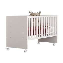 Berço Reto Doce Sonho 3540 com Rodízios e Colchão 130x60 Branco - 1