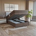 Ver imagem 1 de Cama Box Baú Casal Bipartido + Colchão Espuma D45 Marrom Suede Marrom/marrom