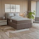 Ver imagem 3 de Cama Box Baú Casal Bipartido + Colchão Espuma D45 Marrom Suede Marrom/marrom