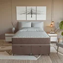 Ver imagem 4 de Cama Box Baú Casal Bipartido + Colchão Espuma D45 Marrom Suede Marrom/marrom