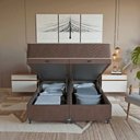 Ver imagem 2 de Cama Box Baú Casal Bipartido + Colchão Espuma D45 Marrom Suede Marrom/marrom