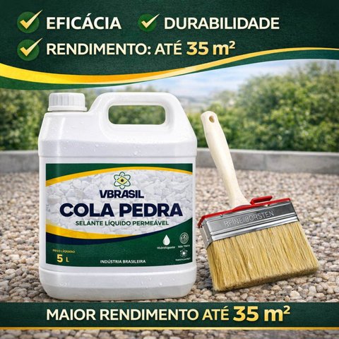 Kit Cola Pedra 5l Vbrasil + Broxa de Pintura Profissional Aplicação Completa