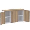 Ver imagem 3 de Armário Baixo Credenza PE25 Pandin 121,50 cm (largura) em MDP Cor Noce Naturalle e Branco com Trê