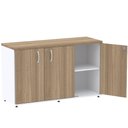 Ver imagem 2 de Armário Baixo Credenza PE25 Pandin 121,50 cm (largura) em MDP Cor Noce Naturalle e Branco com Trê