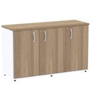 Ver imagem 1 de Armário Baixo Credenza PE25 Pandin 121,50 cm (largura) em MDP Cor Noce Naturalle e Branco com Trê