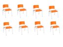 Ver imagem 2 de Kit 8 Cadeira Iso Infantil Creche, Escola Base Branco Laranja