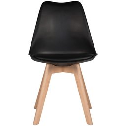 Cadeira Leda – Charles Eames, Saarinen Wood com Almofada Preta - 2