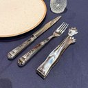 Ver imagem 7 de Kit 50 Pegadores Carne Servir Churrasco Pinça Aço Inox Pequeno 16cm Restaurante Buffet