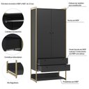 Ver imagem 7 de Guarda-Roupa Closet Modulado Casal 6 Gavetas 3 Cabideiros Estrutura Metalica 250cm Preto