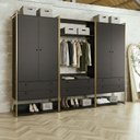 Ver imagem 1 de Guarda-Roupa Closet Modulado Casal 6 Gavetas 3 Cabideiros Estrutura Metalica 250cm Preto
