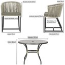 Ver imagem 2 de Mesa com 4 Cadeiras de Jantar Roma 100cm e Noronha em Aluminío Preto Corda Nautica Estofado 8 Trama