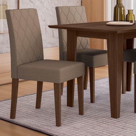 Kit 2 Cadeiras de Jantar Jade MDF Suede Capuccino Base Amêndoa Pallazio