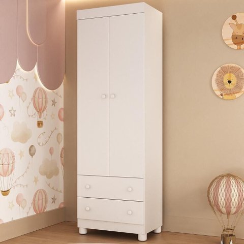 Guarda-roupa Infantil 62cm 2 Portas e 2 Gavetas Allegra Multimóveis Mp4441 Branco Branco