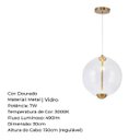 Ver mais imagens de Luminária Pendente Lumier 7w 30cm 3000k Dourado Lumier Bivolt