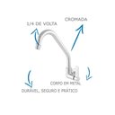 Ver imagem 3 de Torneira P/ Cozinha de Parede Metal Alta Vazão 1/4 de Volta