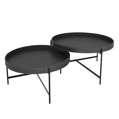 Conjunto Mesa De Centro Sala Décor 700 e 600 Pés de Metal Preto