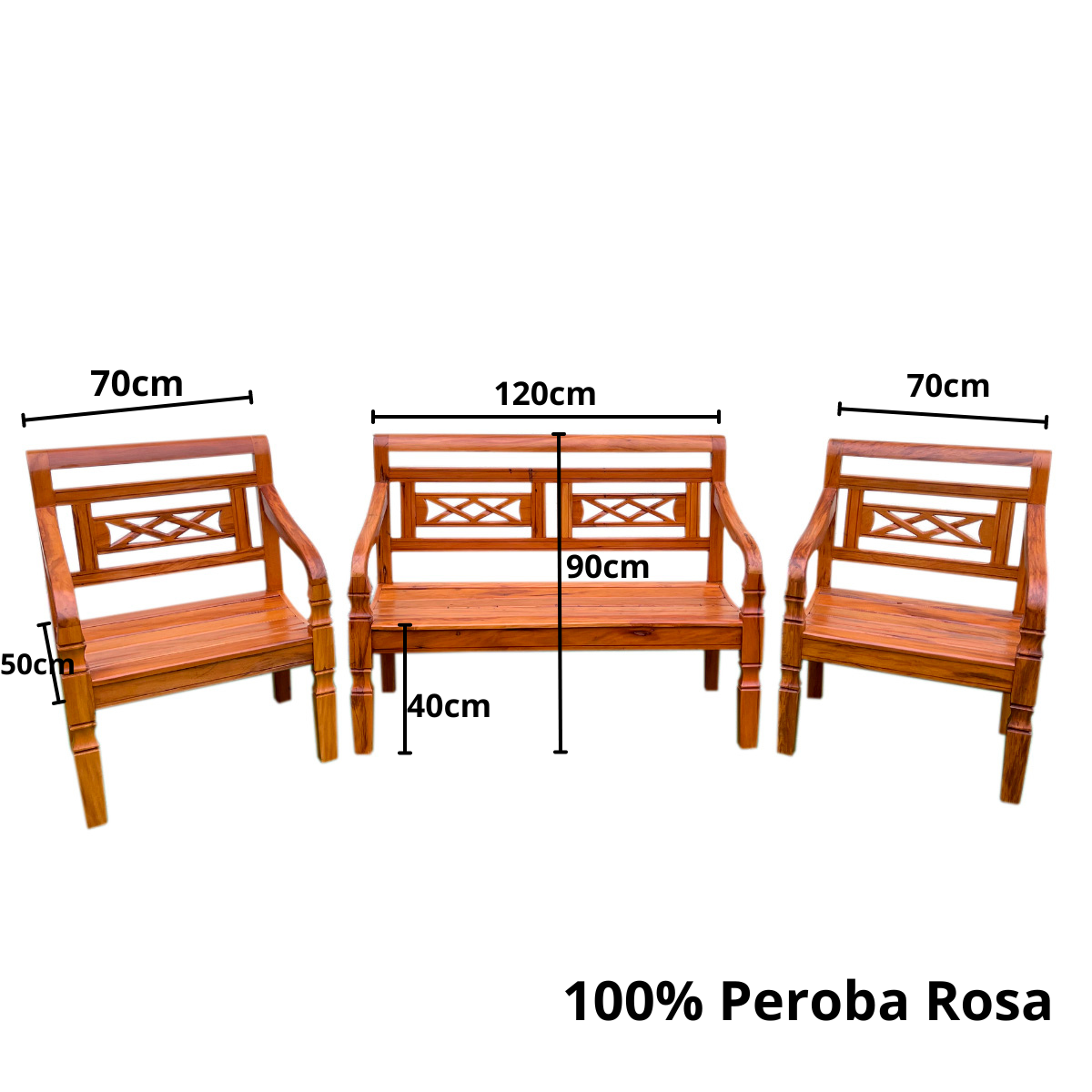 Kit Jogo de Banco 4 Lugares Com Mesa de Centro Madeira de Demolição Modelo X Sudeste Rústico - 7