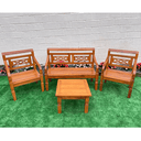 Ver imagem 2 de Kit Jogo de Banco 4 Lugares Com Mesa de Centro Madeira de Demolição Modelo X Sudeste Rústico