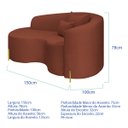 Ver imagem 3 de Divã Recamier Curvo Sala de Estar Recepção Inglaterra 150cm Pés Metal Dourado L.esq Bouclé Terracota
